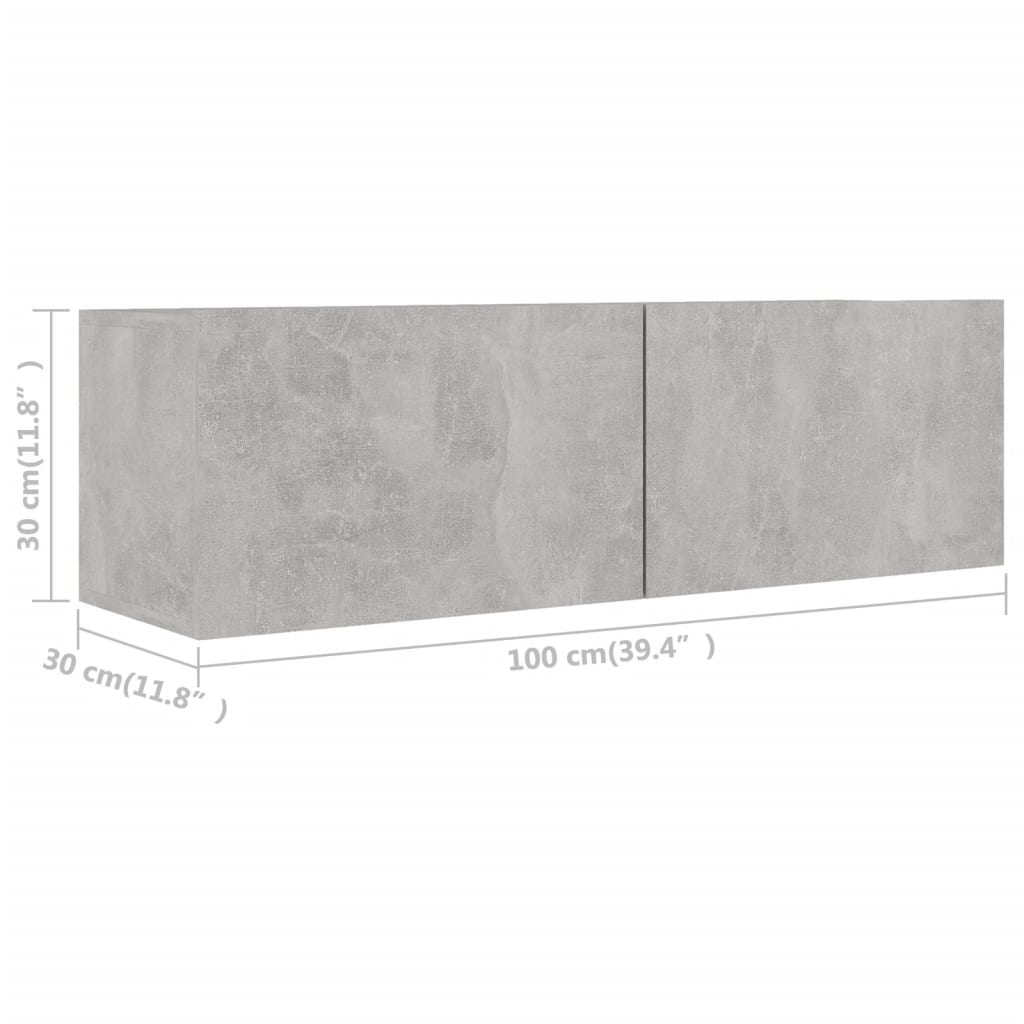 3079122 vidaXL 2 Piece TV Cabinet Set Concrete Grey Engineered Wood (801476+801485)