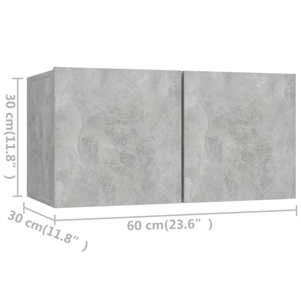TV Cabinet Set | Set of 6 | Concrete Grey | Engineered Wood | Medium