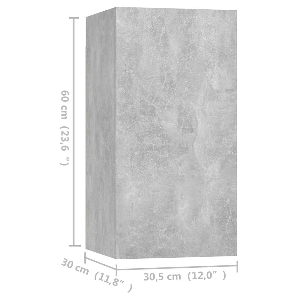 TV Cabinets 4 pcs Concrete Grey 30.5x30x60 cm Engineered Wood