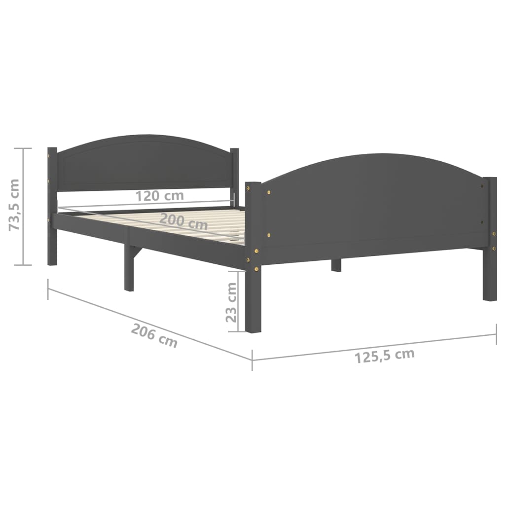 Bed Frame | Dark grey | Solid pine wood, plywood | 120x200 cm