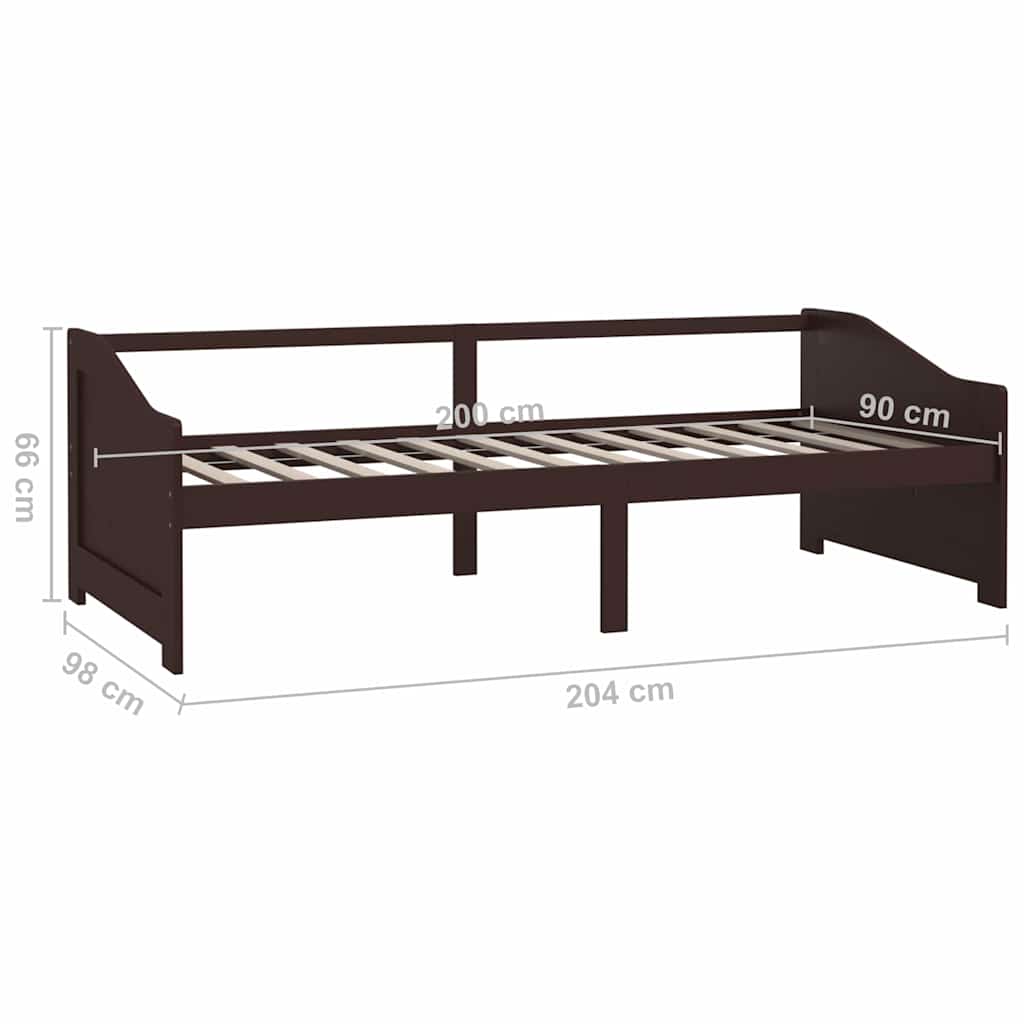 Day Bed | Dark brown | Solid pinewood | 90x200cm
