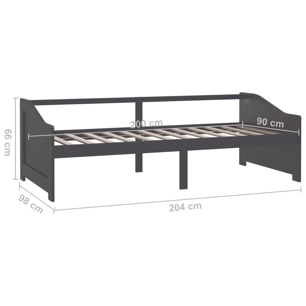 Day Bed | Dark Grey | Solid Pinewood | 90x200cm