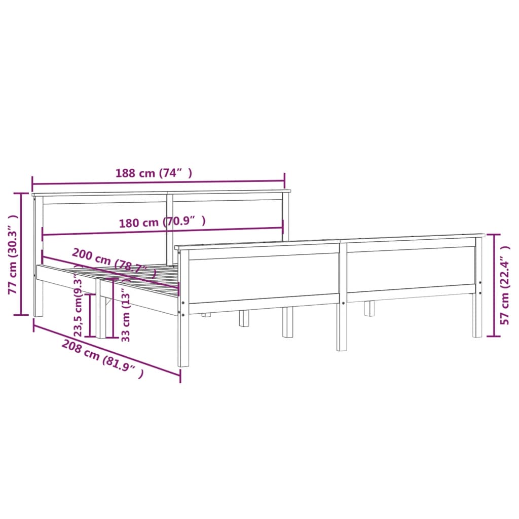 Bed Frame | Natural | Solid pine wood, plywood | Super King | Wood Grain