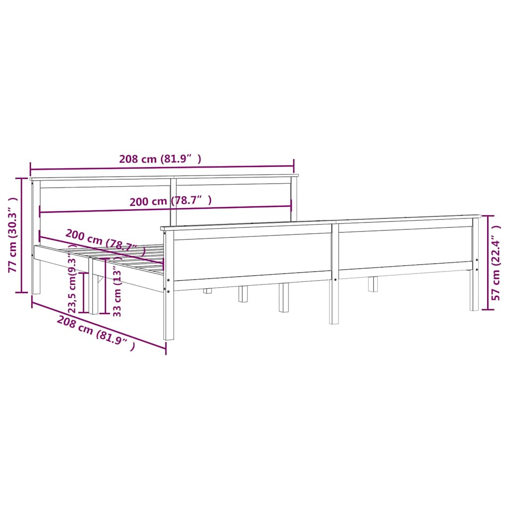 Bed Frame | Natural Wood | Solid pine wood, plywood | 200x200 cm