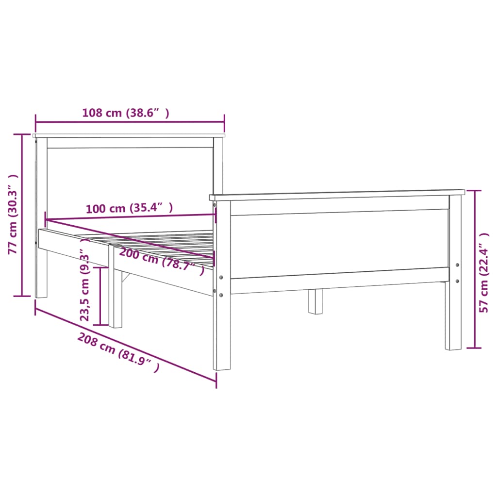 Bed Frame | Honey Brown | Solid pine wood, plywood | Single Bed
