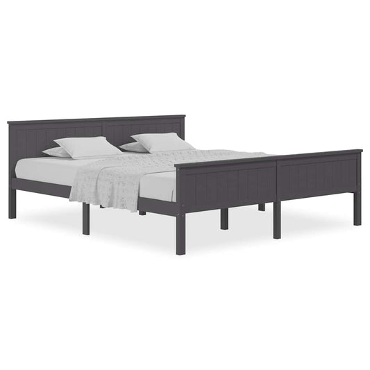 Bed Frame | Grey | Solid Pine Wood, Plywood | Double | Bed Frame