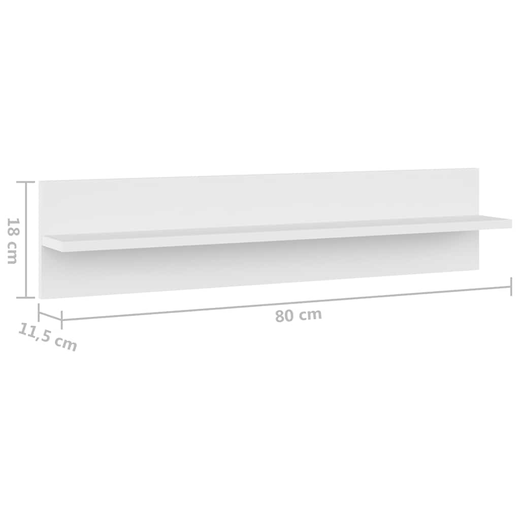Wall Shelf 2 pcs White 80x11.5x18 cm Engineered Wood