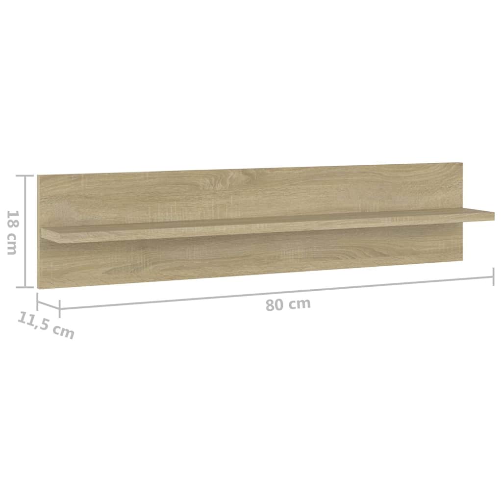 807340 vidaXL Wall Shelves 4 pcs Sonoma Oak 80x11,5x18 cm Engineered Wood