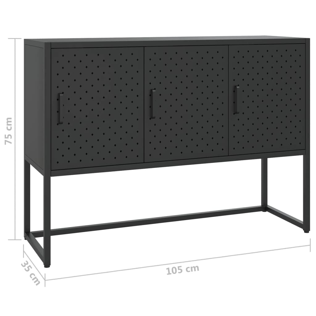 335868 vidaXL Sideboard Black 105x35x75 cm Steel