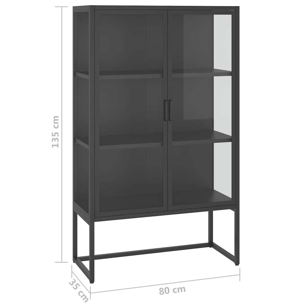 Highboard | Anthracite | Steel, Tempered Glass | Large | Highboard