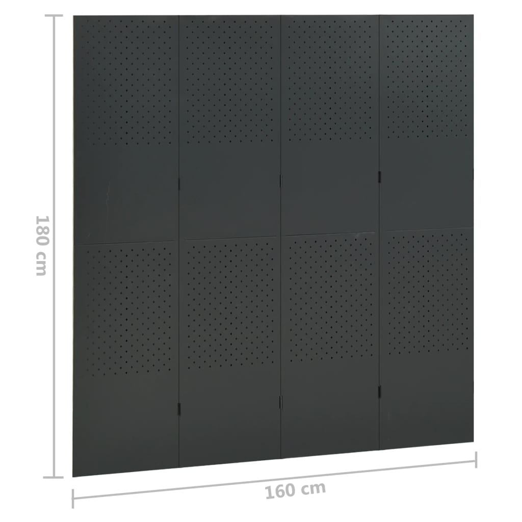 4-Panel Room Divider Anthracite 63"x70.9" Steel