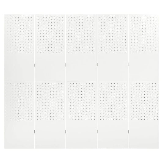 5-Panel Room Divider White 200x180 cm Steel
