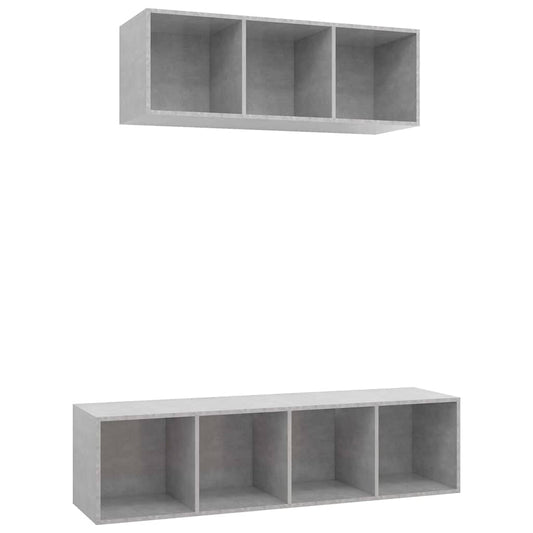 TV Cabinet Set | Concrete grey | Engineered wood | Medium