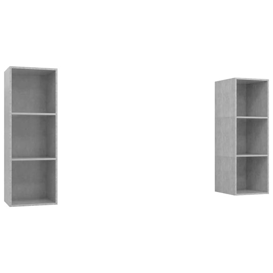 TV Cabinet | Set of 2 | Concrete Grey | Engineered Wood | Wall Mounting