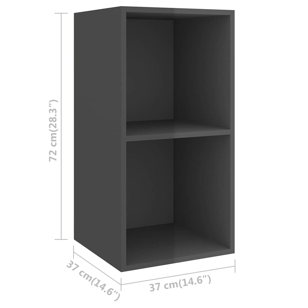TV Cabinet | Set of 4 | High gloss grey | Engineered wood | Medium
