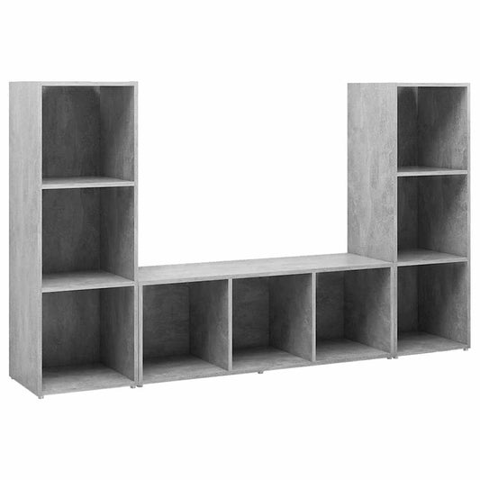 TV Cabinets 3 pcs Concrete Grey 107x35x37 cm Engineered Wood