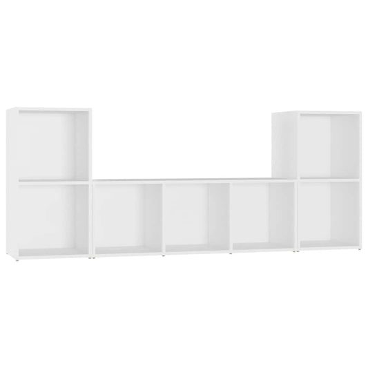3 Piece TV Cabinet Set White Engineered Wood