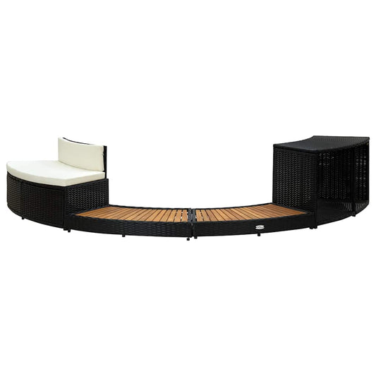 Spa Surround | Black | Solid acacia wood, poly rattan, steel | Large