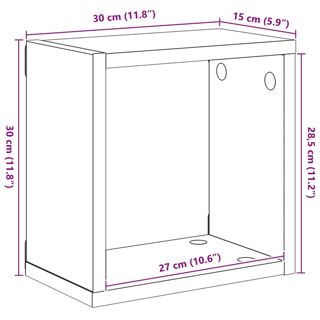 Wall Cube Shelves 4 pcs White 30x15x30 cm
