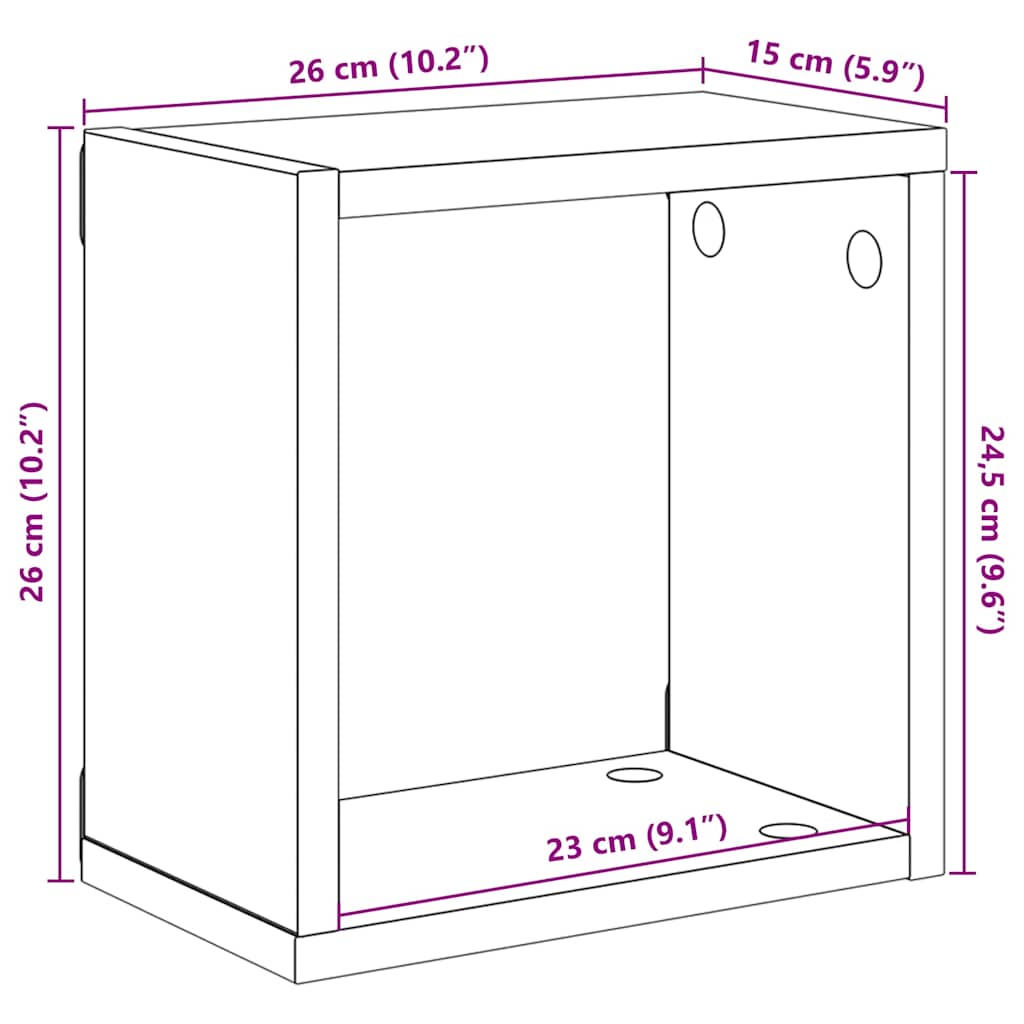 Cube Shelf | Set of 4 | Sonoma Oak | Engineered Wood | Small | Cube Shelf