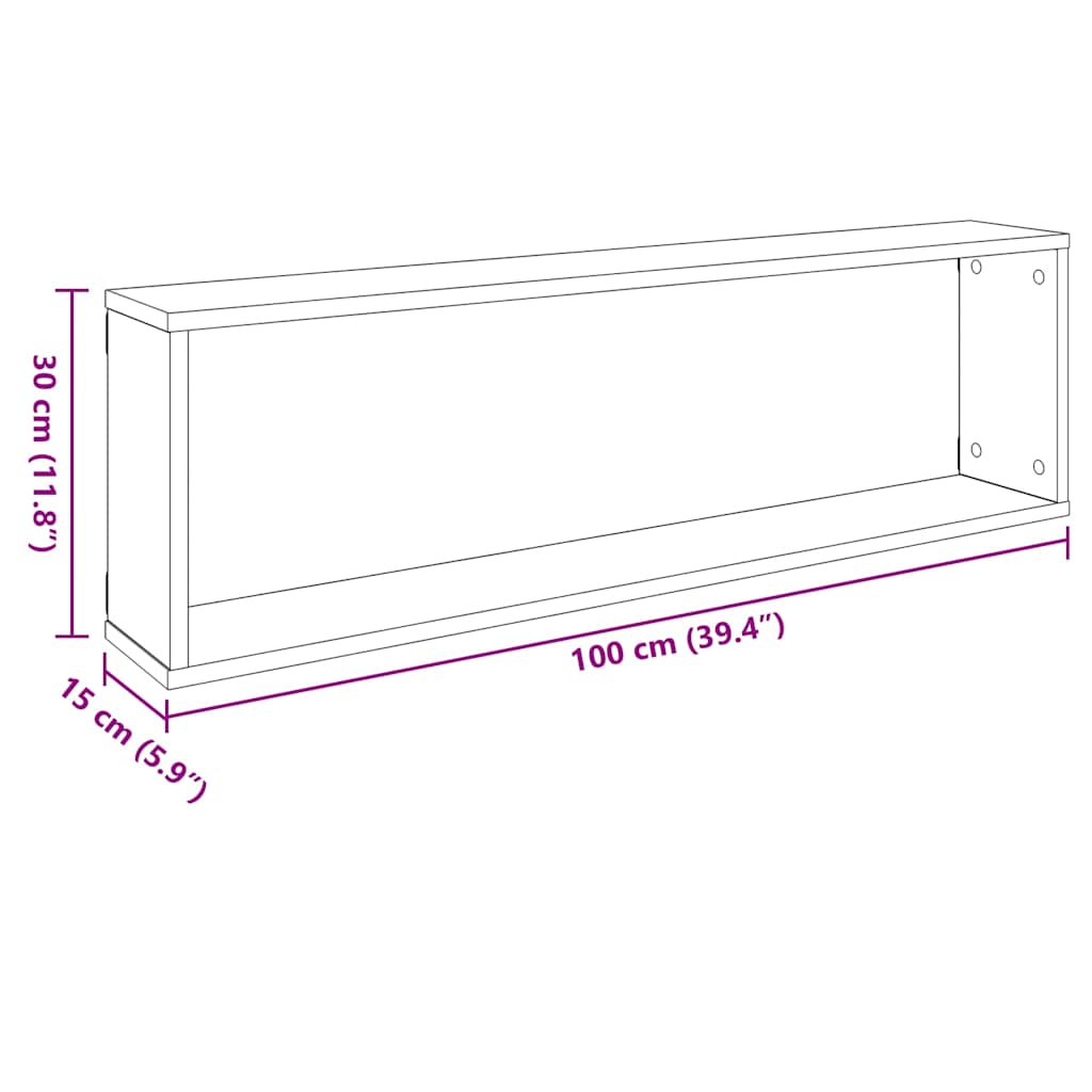 Wall Shelf | Set of 4 | White | Engineered wood | 100 cm x 15 cm x 30 cm