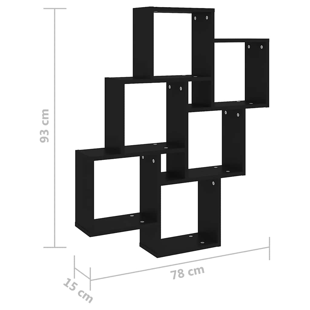 Wall Shelf | Black | Engineered Wood | Medium | Wall Shelf | Cubic