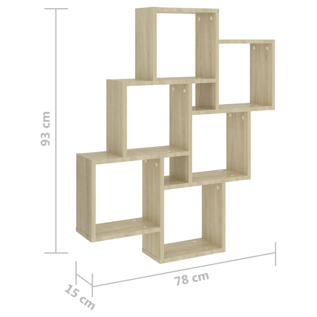 Wall Cube Shelf Sonoma Oak 78x15x93 cm Engineered Wood
