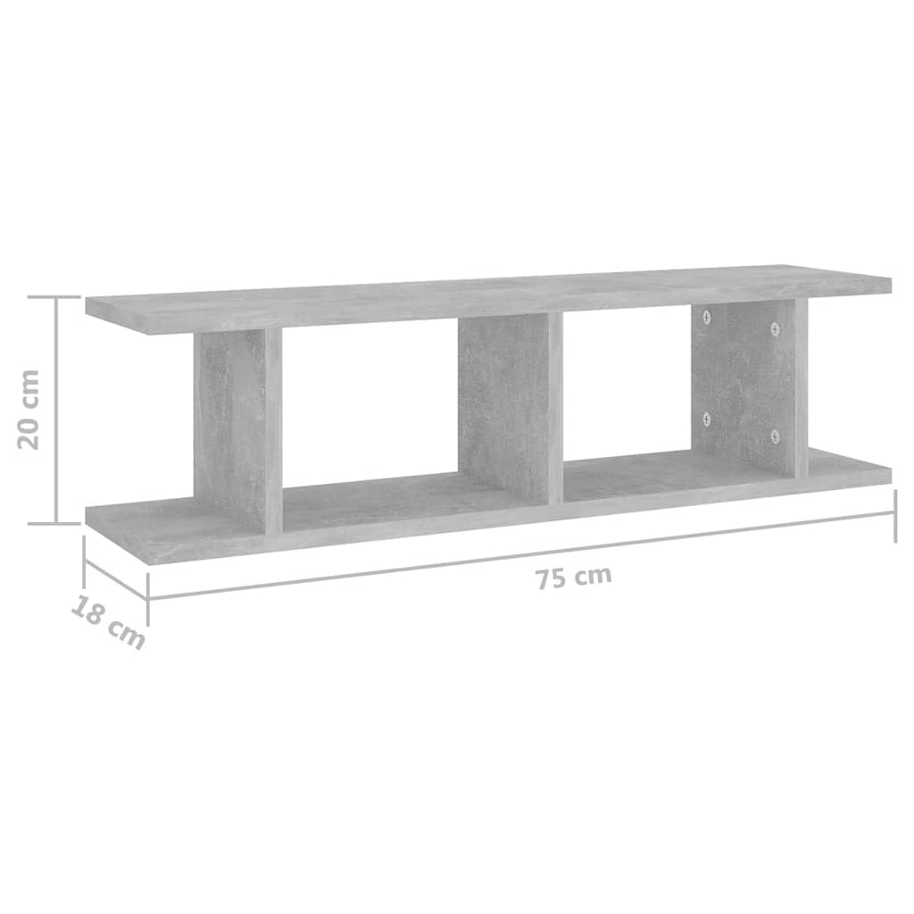 Wall Shelf | Set of 2 | Concrete grey | Engineered wood | Medium