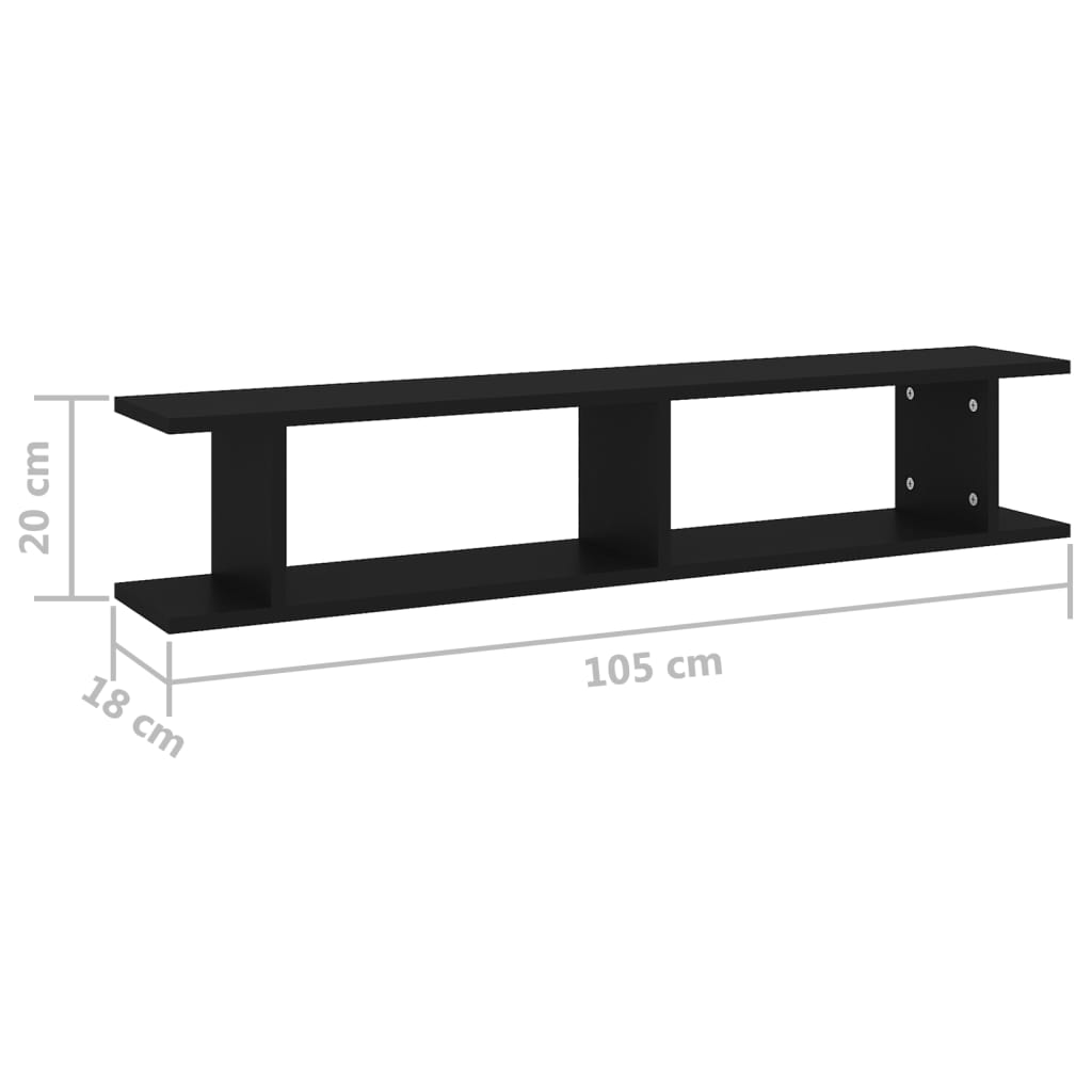 Wall Shelf | Set of 2 | Black | Engineered wood | Wall Shelf