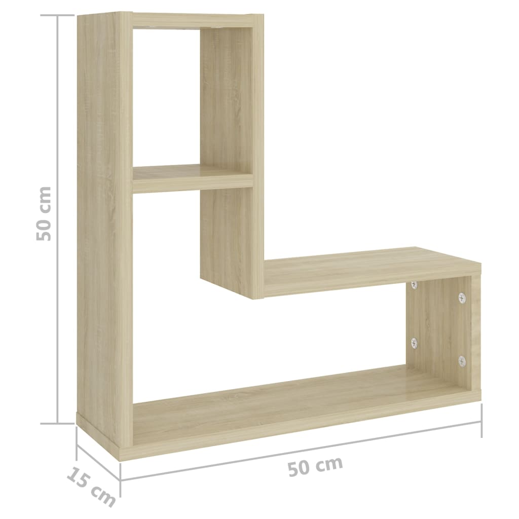 Wall Shelf | Set of 2 | Sonoma oak | Engineered wood | 50x15x50 cm