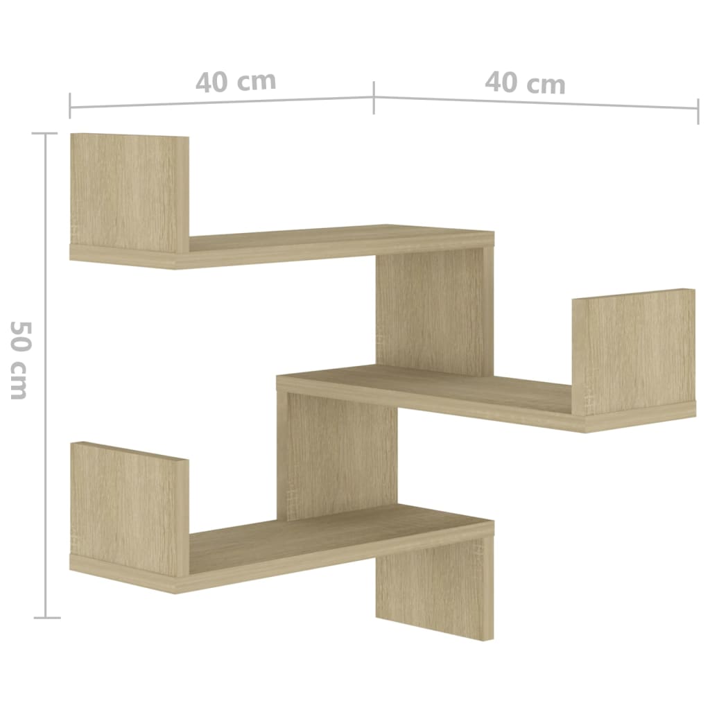 807229 vidaXL Wall Corner Shelf Sonoma Oak 40x40x50 cm Engineered Wood