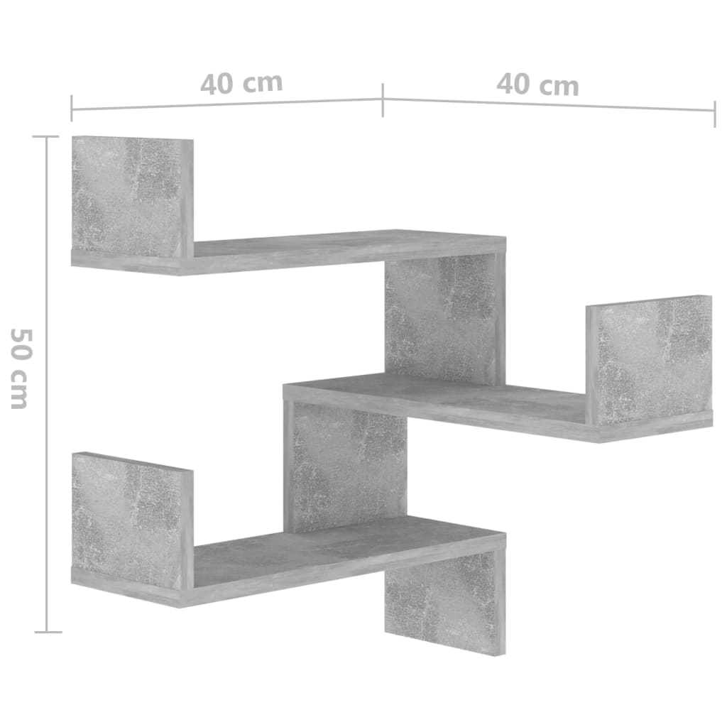 Wall shelves Wall-Mounted Concrete Grey 40 x 40 x 49.5 cm