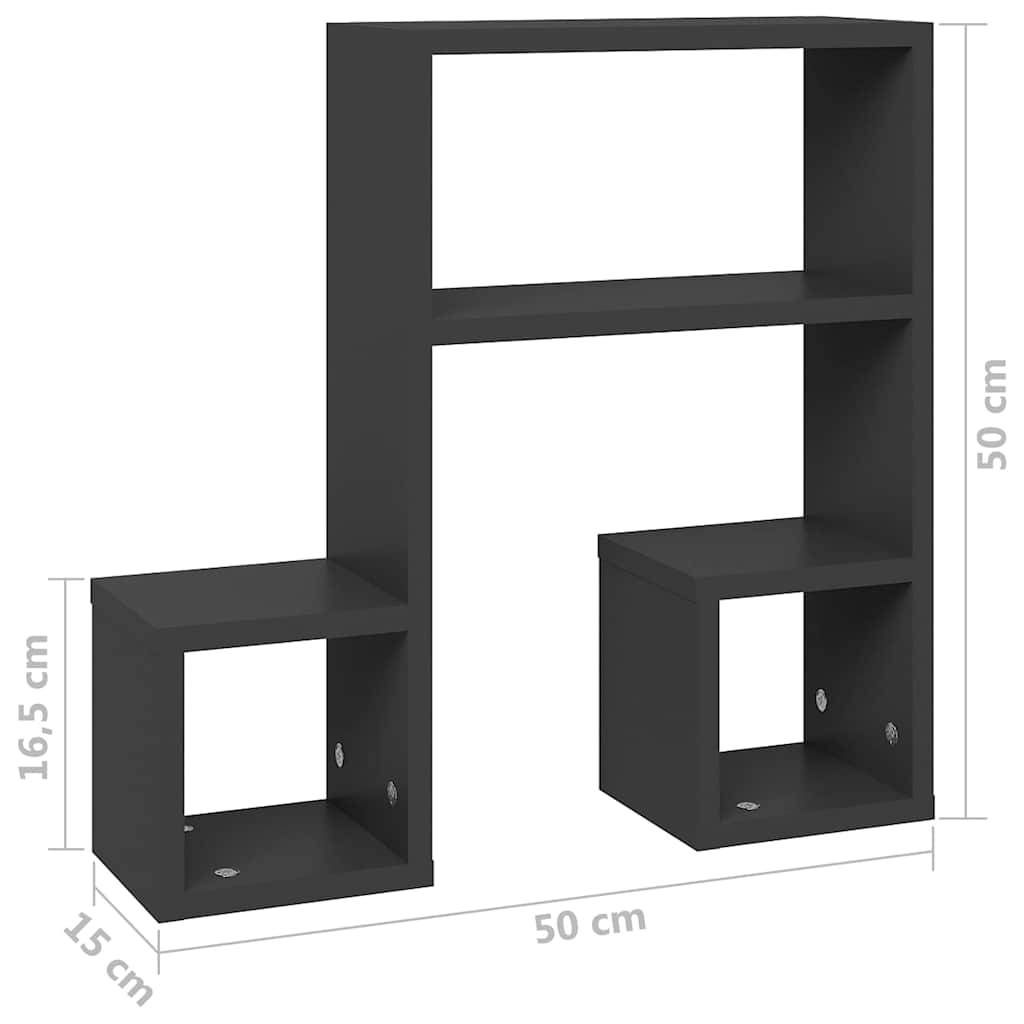 Wall Shelf | Set of 2 | Grey | Engineered wood | 50x15x50 cm | Wall Shelf
