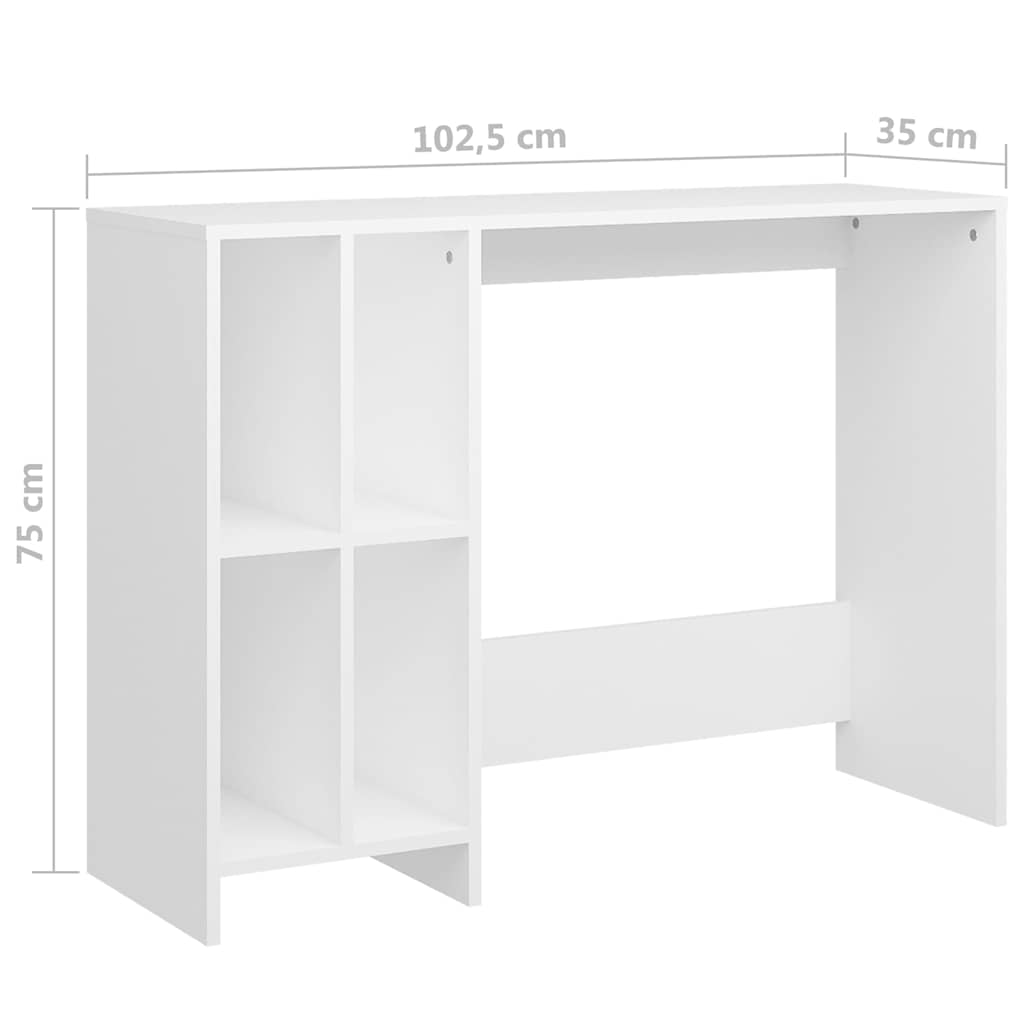 Desk | White | Engineered wood | 102.5x35x75 cm | Shelving | Corner Desk