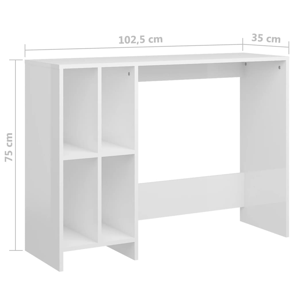 Desk | High gloss white | Engineered wood | Medium | Shelving | Desk