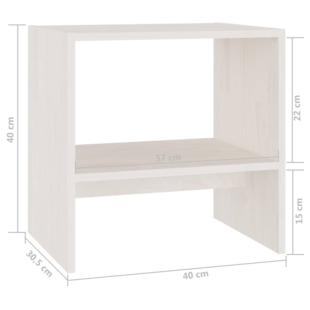 Bedside Cabinet | Set of 2 | White | Solid pinewood | Compact