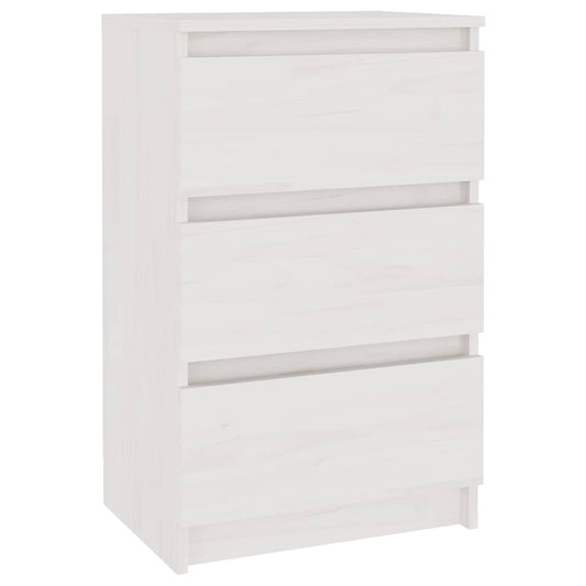 Bedside Cabinet | White | Solid pine wood | 40 x 29.5 x 64 cm