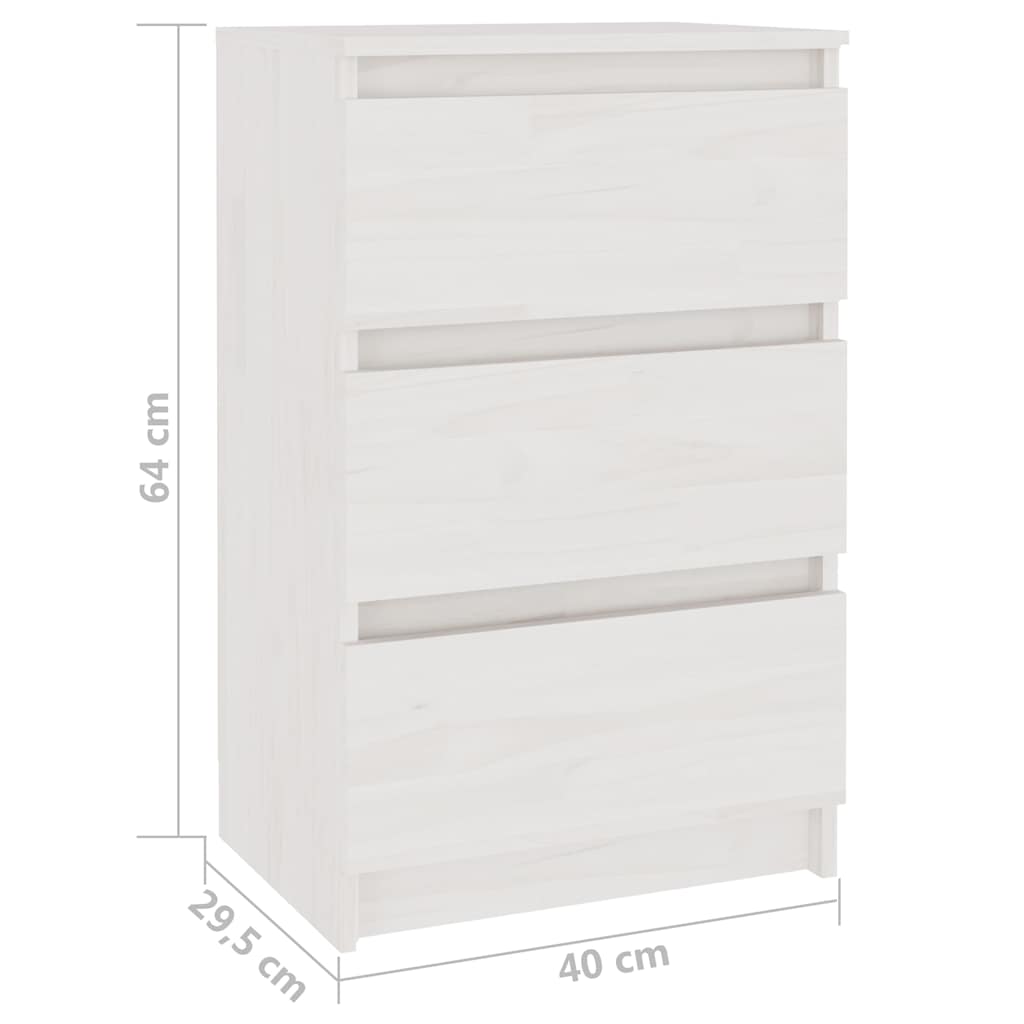 Bedside Cabinet | Set of 2 | White | Solid Pine Wood | Medium | Storage