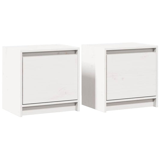 Bedside Cabinet | Set of 2 | White | Solid pinewood | Small