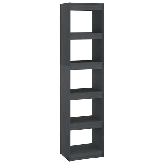 Book Cabinet | Grey | Solid Pinewood | Tall and Narrow | Book Cabinet