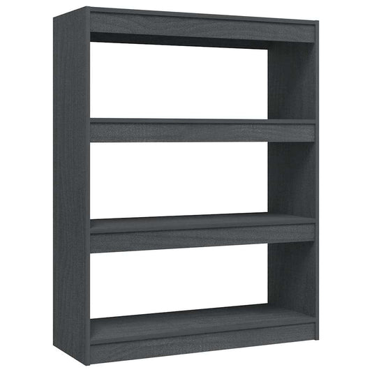 Book Cabinet | Grey | Solid Pinewood | 100 x 30 x 103 cm | Book Cabinet
