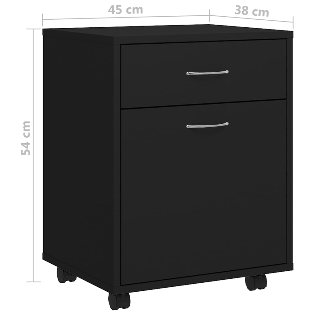 Storage Cabinet | Black | Engineered wood | Medium | Rollable