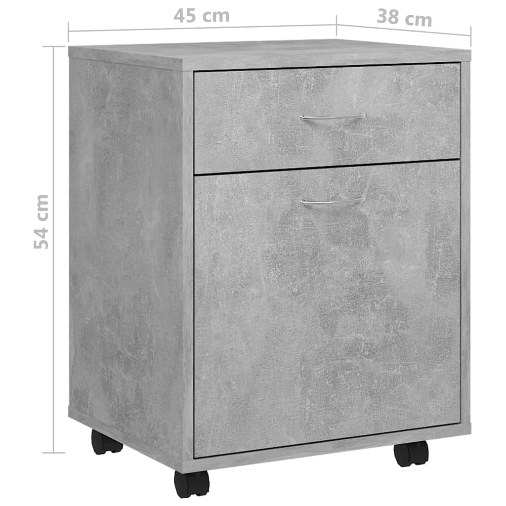 Storage Cabinet | Concrete Grey | Engineered Wood | Compact