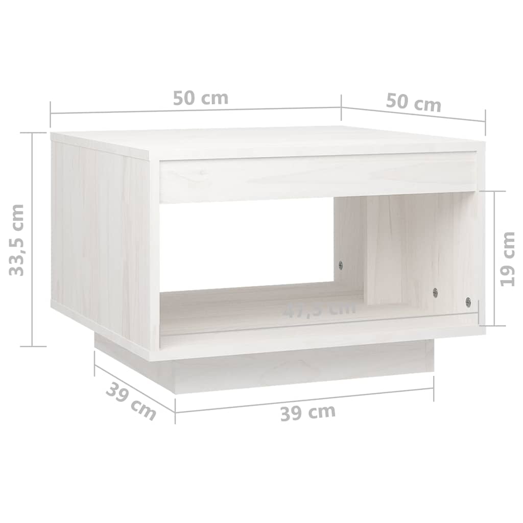 Coffee Table White 50x50x33.5 cm Solid Pinewood