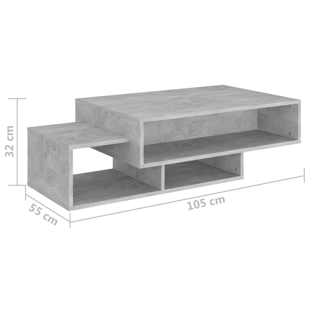 Coffee Table | Concrete grey | Engineered wood | 105 x 55 x 32 cm
