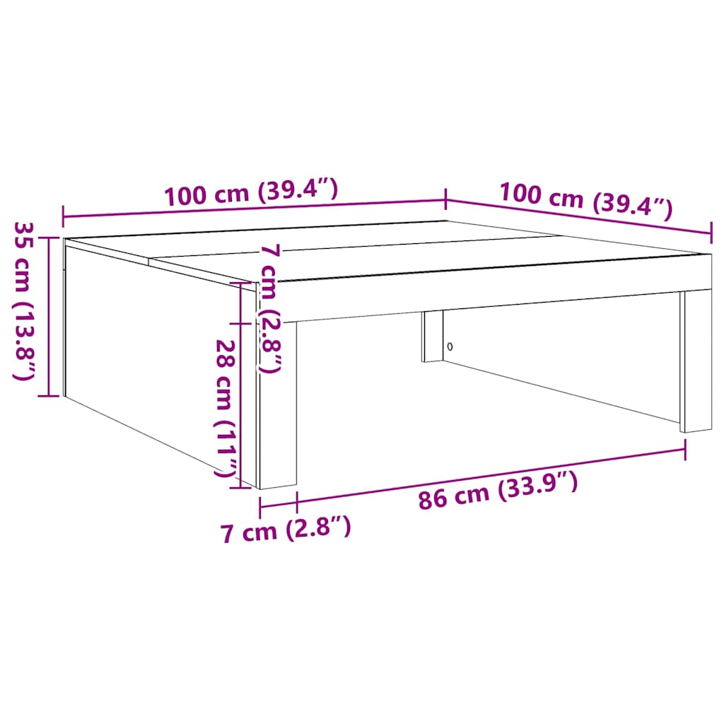 Coffee Table Black 100x100x35 cm Engineered Wood