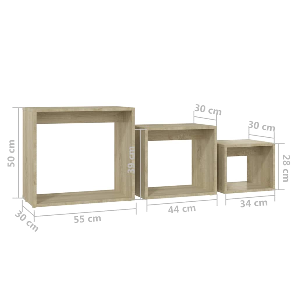 Nesting Table | Set of 3 | Sonoma Oak | Engineered wood | Small to Medium