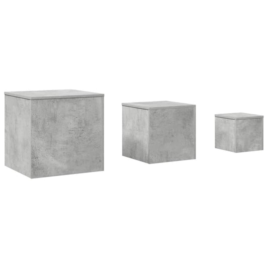 Side Table | Set of 3 | Concrete Grey | Engineered Wood | Small