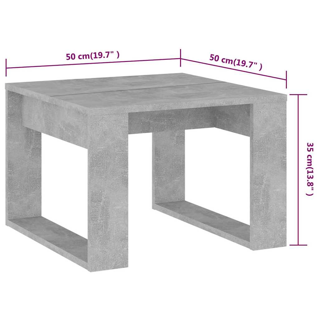 808625 vidaXL Side Table Concrete Grey 50x50x35 cm Engineered Wood