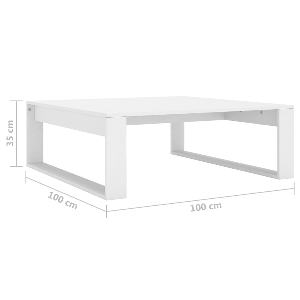 808630 vidaXL Coffee Table White 100x100x35 cm Engineered Wood